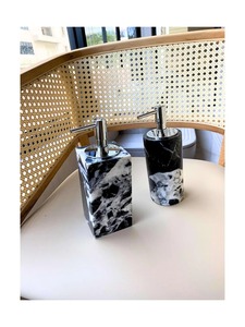 Luxury Black And White Marble Lotion <b>Dispenser</b> <b>Pump</b> <b>Bottle</b> Suitable For Home Bathroom Wash Basin Vanity Decor And Gifting - Product Image 2
