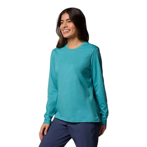 T-shirt en coton à manches longues pour femmes de haute qualité, col rond, couleur unie, haut décontracté pour femmes, disponible en prix de gros - Product Image 6