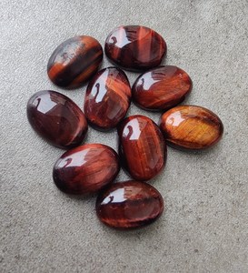 Cabochon Œil de Tigre Rouge A+++ : Pierres précieuses ovales à dos plat, parfaites pour la bijouterie, tailles variées, pierres précieuses en vrac, polies à la main, naturelles - Product Image 2