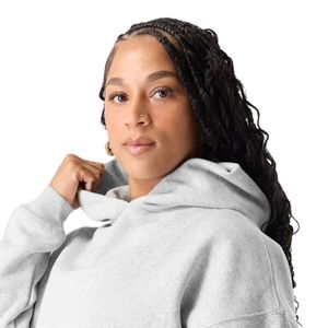 Sudadera de Forro Polar para Mujer, Color Gris Claro, Manga Larga, Informal, para Hacer Ejercicio, Gimnasio, Ropa Deportiva, Suave, Cómoda, Corte Holgado, con Capucha - Product Image 3