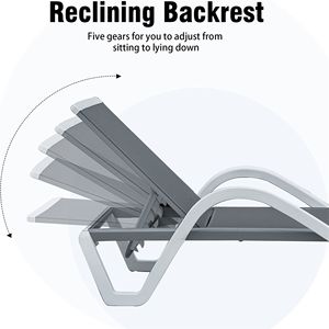 Sdraio da Patio Regolabile in Alluminio, Resistente alle Intemperie, per Piscina e Giardino - Lettino Prendisole Grigio 1 L - Product Image 3