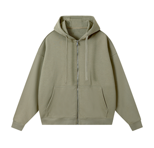 Sweat à capuche zippé oversize en polaire, streetwear personnalisé, épaules tombantes, épais - Product Image 3