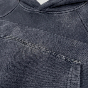 <b>Men's</b> Navy Blue Hooded Acid Wash Hoodie-Regular Fit Cotton Fleece Regular Sleeve Casual Custom Wear Solid Color Pocket Design - Product Image 4
