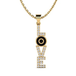 Pendentif de mode en forme de lettre d'amour, en argent 925, moissanite, alliage de zinc, pierre de zircon, collier unisexe hip-hop, cadeau - Product Image 1