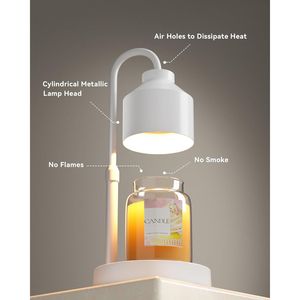 Adjustable Height Electric Candle Warmer Lamp with <b>Timer</b> White Wax Warmer Jar for Jar Candles - Product Image 2