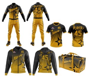 Ensemble d'uniformes de baseball personnalisés en gros, livraison gratuite, 100% polyester, maillot et pantalon sublimés, respirant, anti-UV, unisexe, emballé - Product Image 1