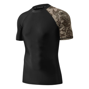 Wholesale <b>Printed</b> Polyester Spandex BJJ Rash Guards Sublimated Compression Shirts for Sale Shirt Upf50 Rash Guard Shirt - Product Image 4