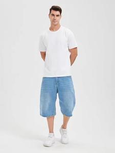 Wholesale Custom Men's Baggy Jorts Summer Streetwear Short Pants Men Distressed Embroidery Patch Denim Jeans Shorts - Product Image 3