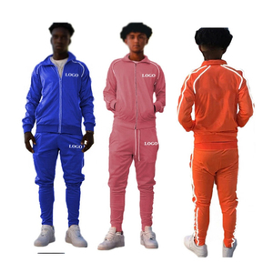 Pantalon empilé pull à capuche 100% coton solide hiver hommes survêtements ensembles haute rue imprimé Logo sueur - Product Image 6