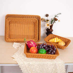 Cesta de Almacenamiento Rectangular Moderna Hecha a Mano de Ratán, Ecológica, Duradera y Multifuncional para Alimentos en el Hogar - Product Image 5