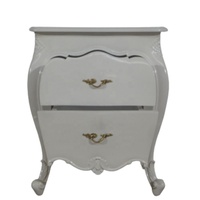 Table de chevet antique de style français, table de lampe en bois peint en blanc pour l'ameublement de la chambre à coucher classique et des meubles de maison