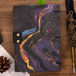 A5 Abstract Marble Handmade Journal | Eco Friendly Hardcover <b>Lock</b> Diary Notebook with Artistic Cover Design Gift Writing Set A5 - Product Image 2
