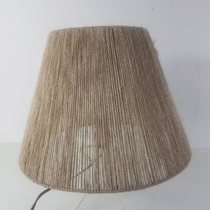 Handwoven Jute Table <b>Lamp</b> With Linen Shade Natural Rope Wrapped Geometric Base Boho Bedside Light for Living Room Hotel Decor - Product Image 2
