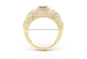Bague de fiançailles et de mariage pour homme en or rose 10K, style Hip Hop, géométrique, luxueuse, sertie de moissanite taille brillant, personnalisée et glacée - Product Image 6