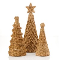 Articles de fête artisanaux en jonc de mer, ensemble d'arbres de Noël en jonc de mer de qualité supérieure