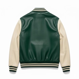 Chaqueta de Béisbol Juvenil Unisex de Marca de Moda con Parches Bordados de Cuero, Cuello Alto, para Invierno, con Letras Frontales, Estilo Urbano - Product Image 2