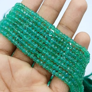 Perles de pierres précieuses rondes facettées en onyx vert naturel 3MM 5MM, brin de perles en vrac pour la fabrication de bijoux et bracelets, prix de gros en vrac - Product Image 1