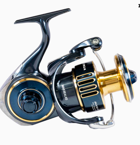 MEILLEURE OFFRE pour moulinet de pêche 8000-P noir et or, moulinet spinning en métal avec frein magnétique, 6+1 roulements, rapport de transmission 5.2:1, fixation fixe - Product Image 3