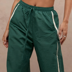 Custom Logo Nylon Flare <b>Pants</b> Wholesale Casual Women High Waist Wide Leg <b>Pants</b> Gym Sports Flared Sweatpants - Product Image 3