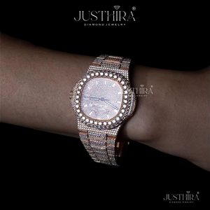 Reloj de Diamantes Moissanite Resistente al Agua Más Vendido para Hombre, Reloj de Pulsera de Lujo con Construcción Duradera Disponible al Mejor Precio - Product Image 4