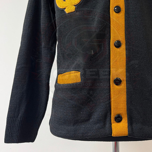 Cárdigan Personalizado con Rayas, Suéter con Letras de Chenilla Personalizadas de la Fraternidad Griega Alpha Phi, Suéter de Punto para Hombre, Cárdigan Universitario - Product Image 3