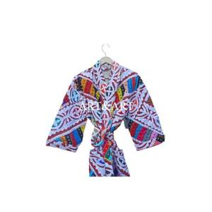 Kimono indio hecho a mano Kantha, bata de baño con múltiples parches, abrigo de algodón para mujer, kimono corto, bata de baño, kimono. - Product Image 4