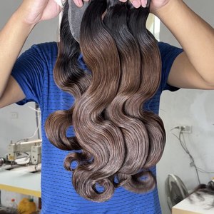 Vietnamien 100% brut brun cheveux humains vague de corps faisceaux meilleure qualité vierge Extension de cheveux Double dessiné trame 30 pouces étiré - Product Image 3