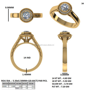 แหวนเพชรทรงรีสีขาวทองวงแหวนรอบศูนย์กลางวงหมั้นของเจ้าสาวหิน - Product Image 5