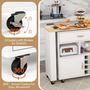 Carrito de Cocina Plegable Reversible de Doble Cara con Estantes Integrados para Vino y Especias - Product Image 5