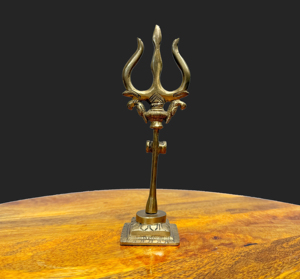 NIRMALA ARTISANAT - Figurine traditionnelle du Dieu Shiva en laiton massif poli, avec support Trishul Damru, symbole de trident debout - Product Image 4