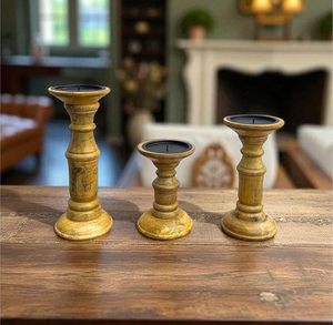 Handcrafted Wooden Candle Holder Set <b>Rustic</b> Pillar Candle Stand Farmhouse Home Decor <b>Table</b> Centerpiece - Product Image 5