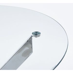 Tavolo da pranzo moderno salvaspazio con piano in vetro temperato e gambe in metallo cromato incrociato per cucina o soggiorno - Product Image 6