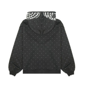 High Quality 380 GSM Heavyweight <b>Rhinestone</b> Zip Hoodie Custom Fleece Crystal Studded Streetwear Winter 100% Cotton <b>Jacket</b> Unisex - Product Image 5