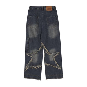 Pantalon en jean vintage délavé pour homme, style crayon, effet moustaches, tendance - Product Image 2