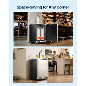 Dispenser di Birra Commerciale a Triplo Rubinetto, Frigorifero per Fusti di Dimensioni Standard con Serbatoio CO2 da 5 libbre, Kegerator con Torre a 3 Birre - Product Image 6