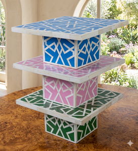 Soporte para Pastel Hecho a Mano en India, de Resina con Incrustaciones de Madreperla, Plato de Postre Colorido con Incrustaciones de Hueso para Servir Chocolate - Product Image 1