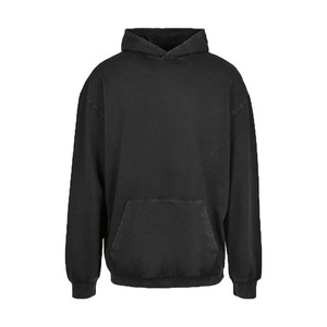 Sweat à capuche personnalisé pour homme 100% coton molletonné délavé à l'acide uni avec capuche bouffante style streetwear automne brodé écologique - Product Image 2