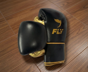 ถุงมือชกมวย RTS รุ่นใหม่ สีดำและสีทอง ยี่ห้อ Fly Boxing Gloves ของแท้ หนังแท้ แบบติดตีนตุ๊กแก สำหรับฝึกซ้อมและแข่งขัน รุ่น CP-BG-216 - Product Image 5