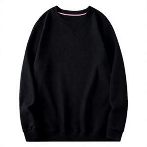 Suéter de Punto Negro Sólido para Hombre, Cuello Redondo, Corte Regular, Informal, Otoño, Manga Larga - Product Image 1