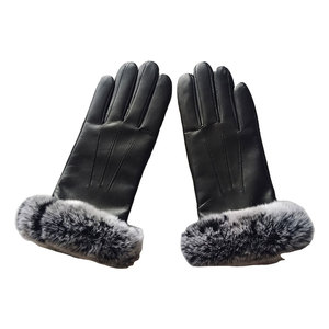 New Winter Season Women's Soft Leather Touchscreen Plain Dressing <b>Gloves</b> with Fur Trim Warm for Casual Use - Product Image 5