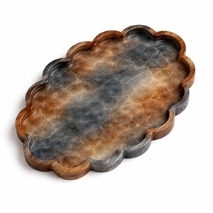 Plateau de service rond en résine verte et marron, design nuage, idéal pour la table à manger et la décoration intérieure – Vente chaude - Product Image 3