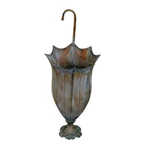 Porte-parapluie vintage en métal, finition laiton antique, capacité unilatérale, structure autoportante en forme de boîte, décoration d'intérieur - Product Image 2