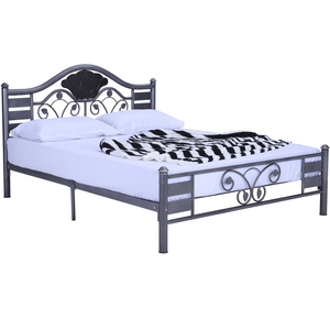 Base de Cama Individual Moderna de Metal con Cabecero y Pie de Cama Decorativos, Muebles para Dormitorio - Product Image 1