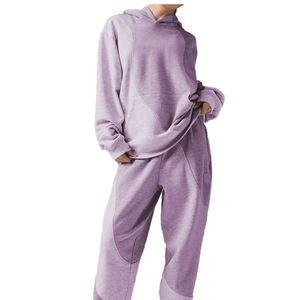 เสื้อมีฮู้ดโอเวอร์ไซส์ผ้าประกบแนวสปอร์ตสำหรับผู้หญิงสวมใส่สบาย - Product Image 3