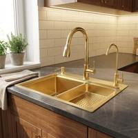 Fregadero de Cocina de Latón Auténtico Hecho a Mano, Tazón Profundo Premium, Acabado Elegante y Duradero para Compradores Mayoristas Globales de Alibaba