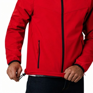 Blouson bomber en polaire rouge pour homme, coupe-vent, fermeture éclair, décontracté, pour l'automne, coupe classique, couleur unie, extérieur en polyester, devant en toile - Product Image 5