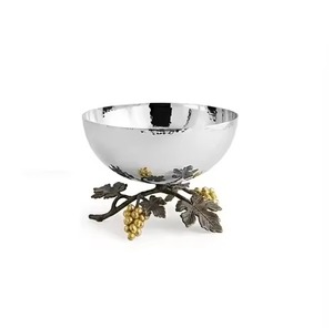 Tazón de metal 304 apto para alimentos con soporte de rama de olivo, diseño vintage dorado pulido para uso decorativo, tazón para servir. - Product Image 3