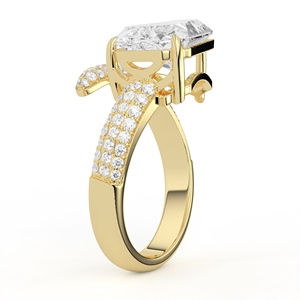 Bague Bypass Avant-Gardiste à Diamant Taillé Septangulaire, Sculpturale, Asymétrique, Multi-rangs, Micro-Pavé, Ouverte, Bijou Tendance - Product Image 3