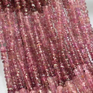 Cuentas facetadas de turmalina rosa natural de 4 mm, cuentas de turmalina rubelita con tonalidades para la fabricación de joyería, venta al por mayor. - Product Image 6
