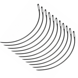 12 Aiguilles à Crochet en Acier Inoxydable Style C pour Extensions de Cheveux, Outils de Tissage Courbé pour Salon, Forte Adhérence MANAN INSTRUMENTS - Product Image 1